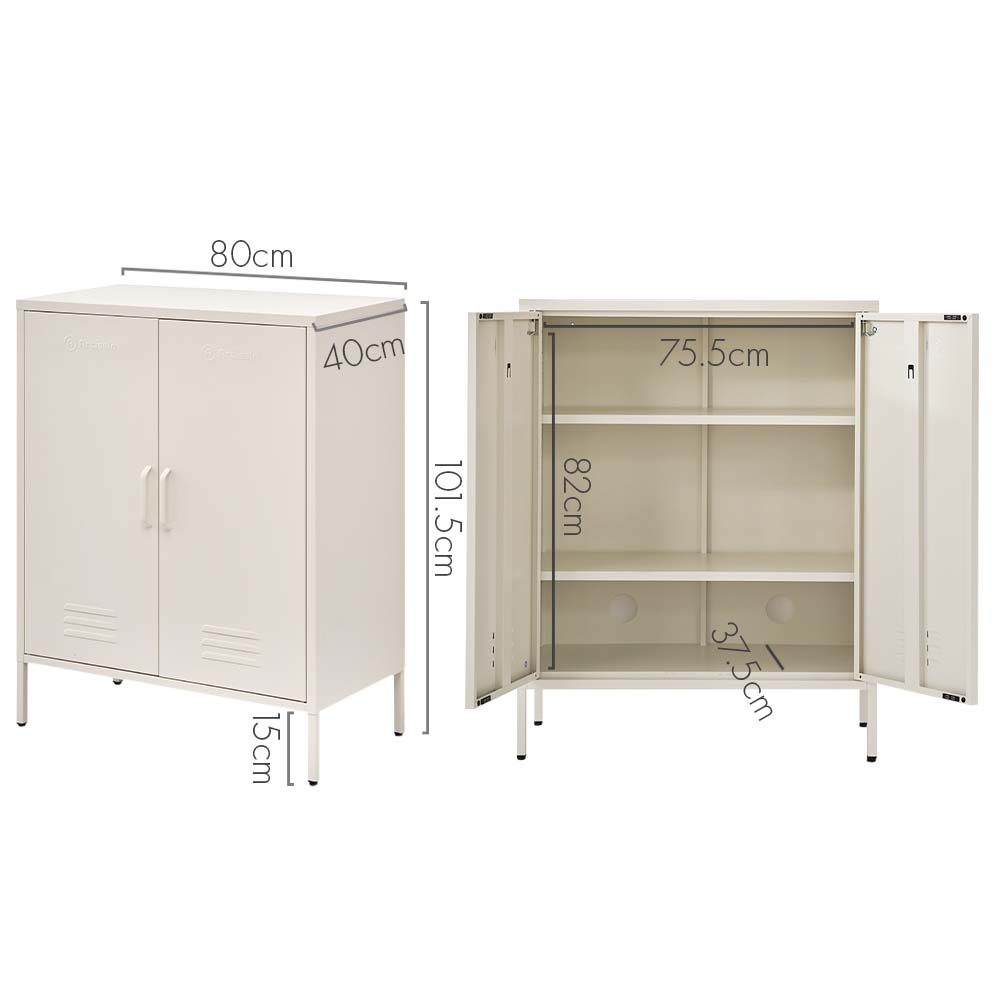 Artiss Sweetheart Metal Locker Storage Shelf Shoe Cabinet Buffet Sideboard White