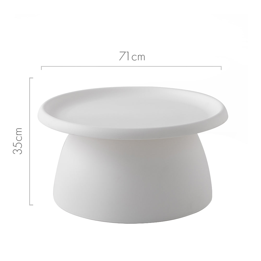 Artiss Coffee Table Mushroom Nordic Round Large Side Table 70CM White