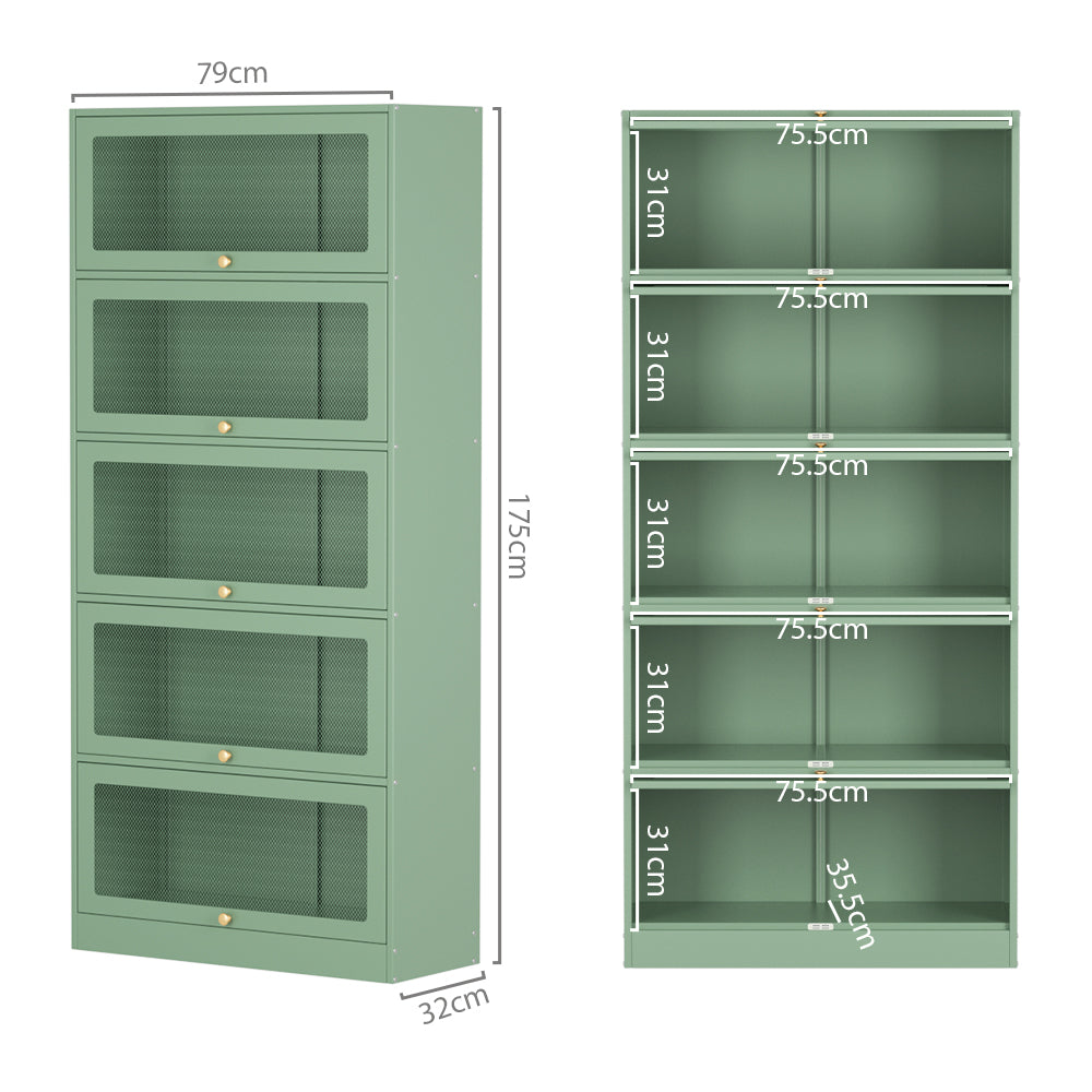 ArtissIn Buffet Sideboard Metal Locker Display Storage Cabinet Shelves Green