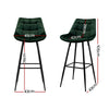 Artiss Set of 2 Velvet Bar Stools - Green