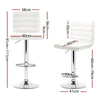 Artiss Set of 4 PU Leather Lined Pattern Bar Stools- White and Chrome