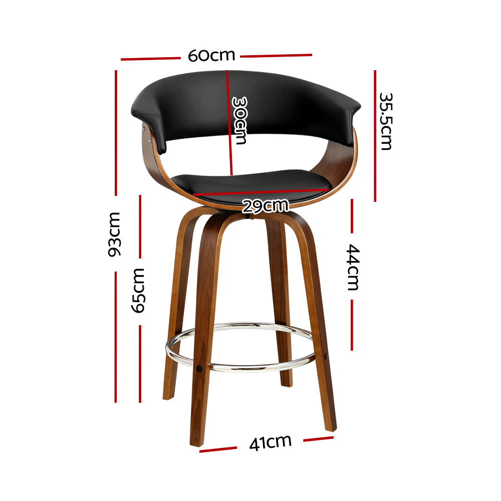 Artiss Swivel PU Leather Bar Stool - Wood and Black