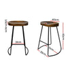 Artiss Set of 4 Elm Wood Backless Bar Stools 65cm - Black and Dark Natural