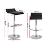 Artiss Set of 2 PU Leather Wave Style Bar Stools - Black