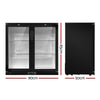 Devanti Bar Fridge 2 Glass Door Commercial Display Freeer Drink Beverage Cooler Black