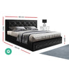 Artiss Tiyo Bed Frame PU Leather Gas Lift Storage - Black Queen