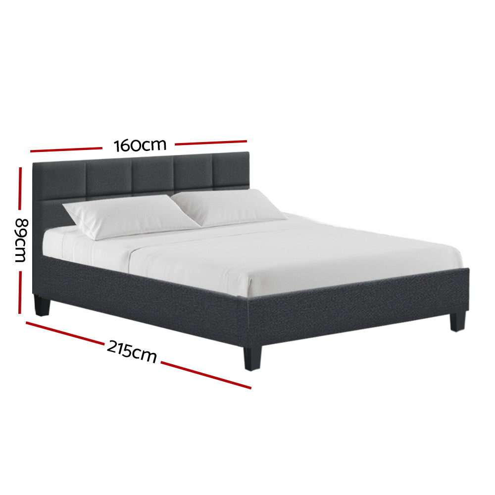 Artiss Tino Bed Frame Queen Size Charcoal Fabric