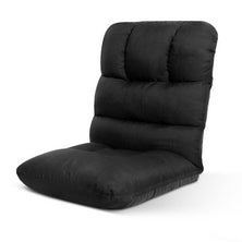 Artiss Lounge Sofa Floor Recliner Futon Couch Folding Chaise Linen Black