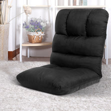 Artiss Lounge Sofa Floor Recliner Futon Couch Folding Chaise Linen Black