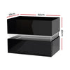 Artiss Bedside Table 2 Drawers RGB LED Side Nightstand High Gloss Cabinet Black