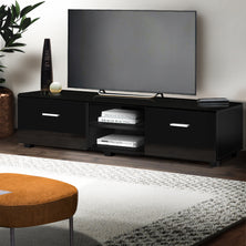 Artiss 140cm High Gloss TV Cabinet Stand Entertainment Unit Storage Shelf Black