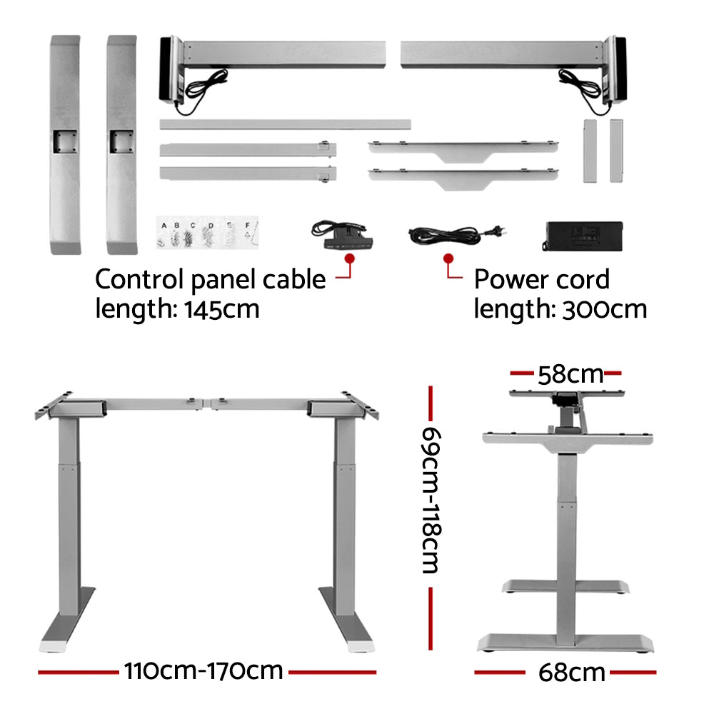 Artiss Motorised Standing Desk - Grey