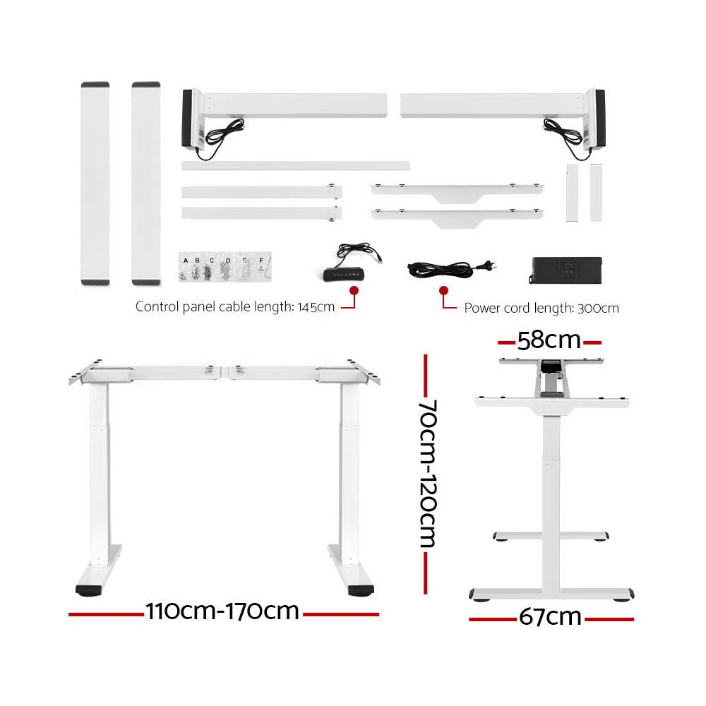 Artiss Standing Desk Electric Adjustable Sit Stand Desks White Black 140cm