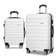 Wanderlite 2pcs Luggage Trolley Set Travel Suitcase TSA Hard Case w/Scale White