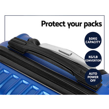 Wanderlite 2pc Luggage Trolley Suitcase Sets Travel TSA Hard Case w/Scale Blue
