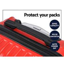 Wanderlite 2pc Luggage Trolley Suitcase Sets Travel TSA Hard Case w/Scale Red