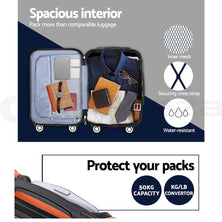 Wanderlite 3pc Luggage Sets Trolley Travel Suitcases TSA Hard Case Scale Orange