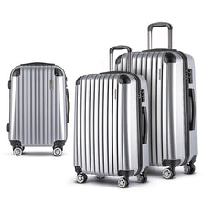 Wanderlite 3pc Luggage Sets Trolley Travel Suitcases TSA Hard Case Scale Silver