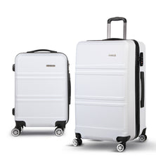 Wanderlite 2pc Luggage Trolley Set Suitcase Travel TSA Hard Case w/Scale White