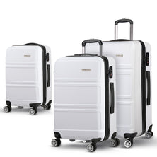 Wanderlite 3pc Luggage Trolley Set Suitcase Travel TSA Hard Case w/Scale White