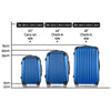 Wanderlite 3pcs Luggage Set Travel Suitcase w/Scale Storage Organiser TSA Blue