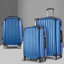 Wanderlite 3pcs Luggage Set Travel Suitcase w/Scale Storage Organiser TSA Blue