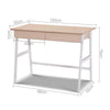 Artiss Metal Desk with Drawer - White with Oak Top