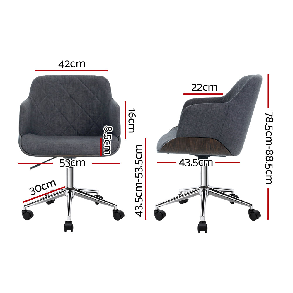 Artiss Wooden Office Chair Computer Gaming Chairs Executive Fabric Grey