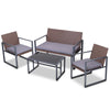 Gardeon 4PC Outdoor Furniture Patio Table Chair Brown