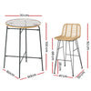 Gardeon 3 PCS Outdoor Bar Set Wicker Dining Bistro Patio Table Chairs Set Steel