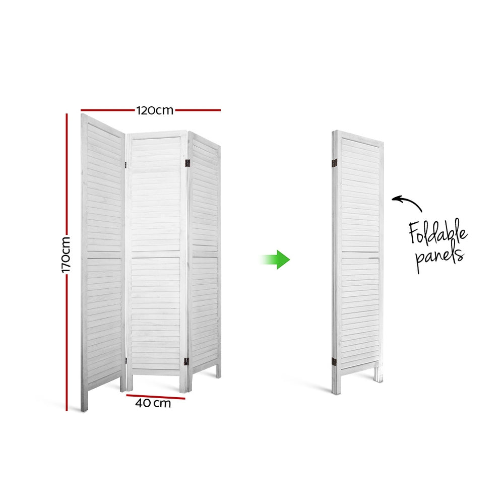 Artiss 3 Panel Room Divider Screen Privacy Wood Dividers Timber Stand White