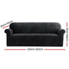 Artiss Velvet Sofa Cover Plush Couch Cover Lounge Slipcover 4 Seater Black