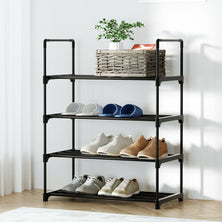 Artiss Shoe Rack Stackable Shelves 4 Tiers 55cm Shoes Storage Stand Black
