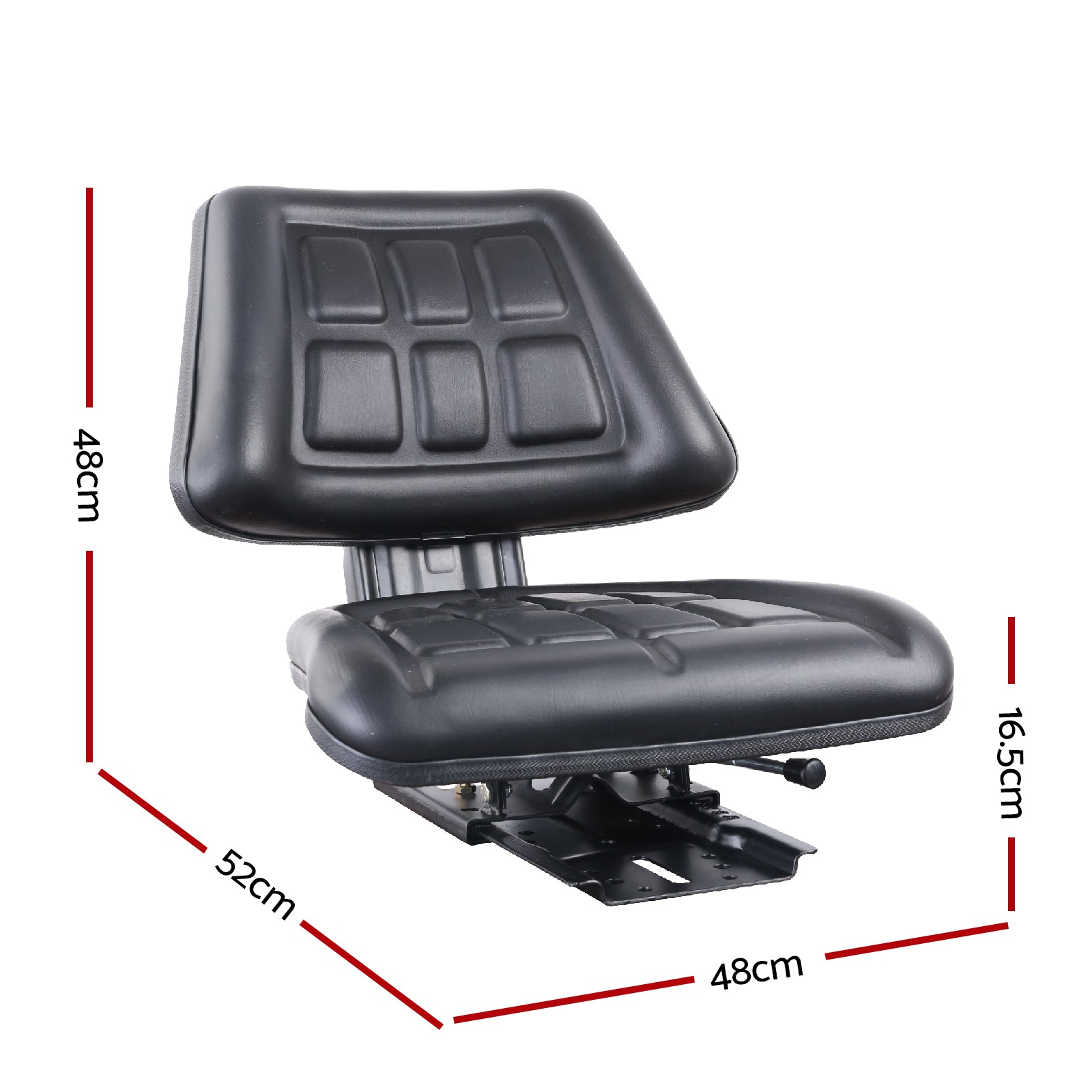 Giantz PU Leather Tractor Seat with Sliding Track - Black