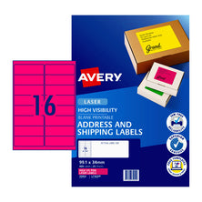 AVERY LaserLb Pink L7162FP 16Up Pack of 25