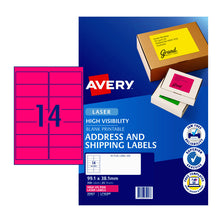 AVERY LaserLb Pink L7163FP 14Up Pack of 25