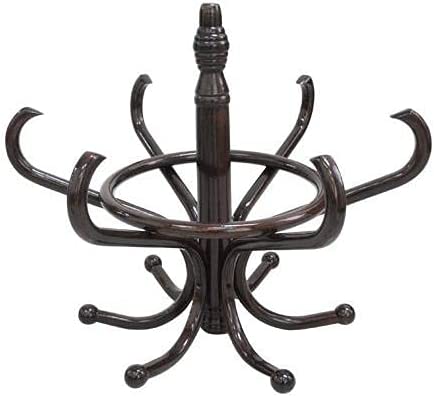 CARLA HOME Brown Coat Rack with Stand Wooden Hat and 12 Hooks Hanger Walnut tree