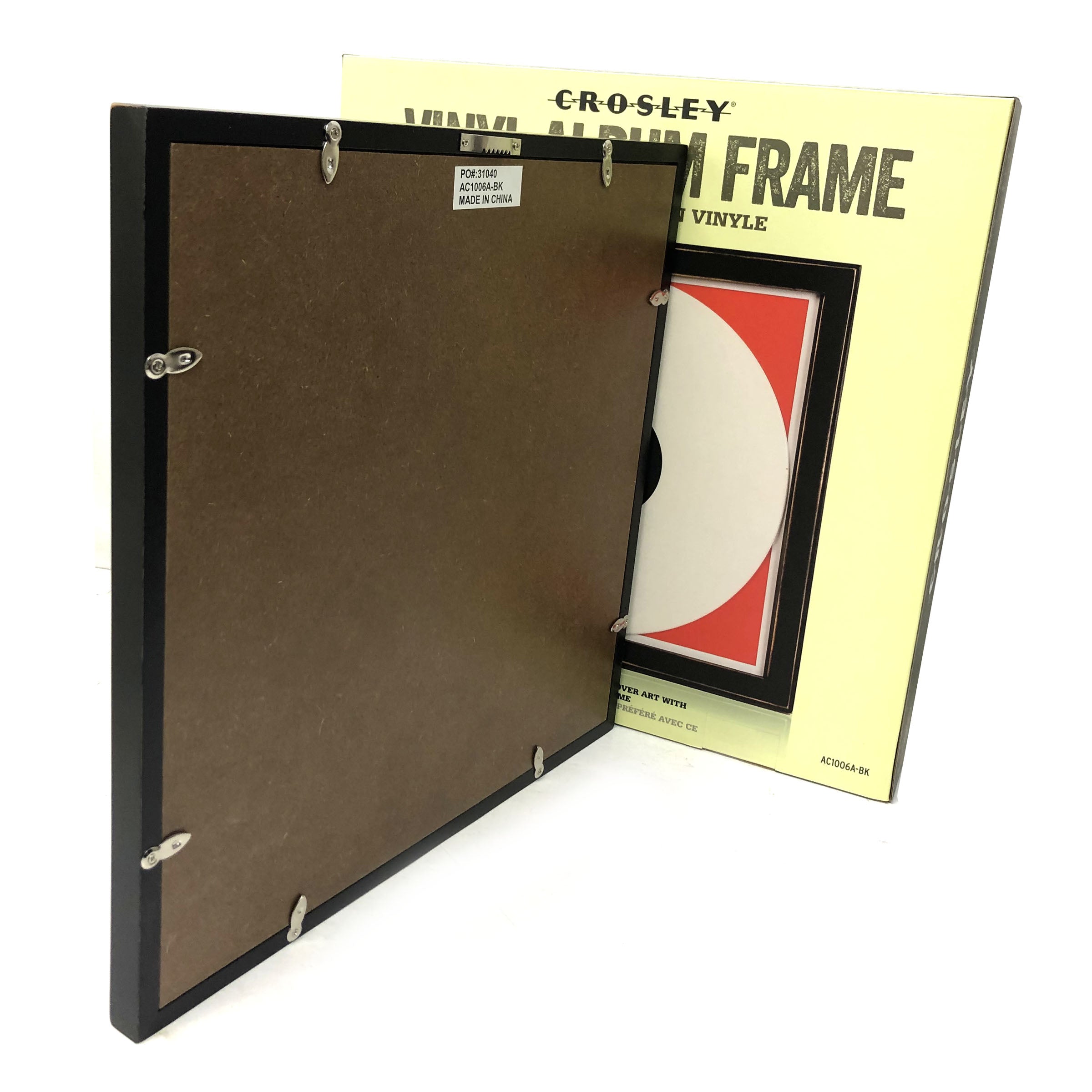 Crosley LP Vinyl Record Wall Display Wood Frame - Black