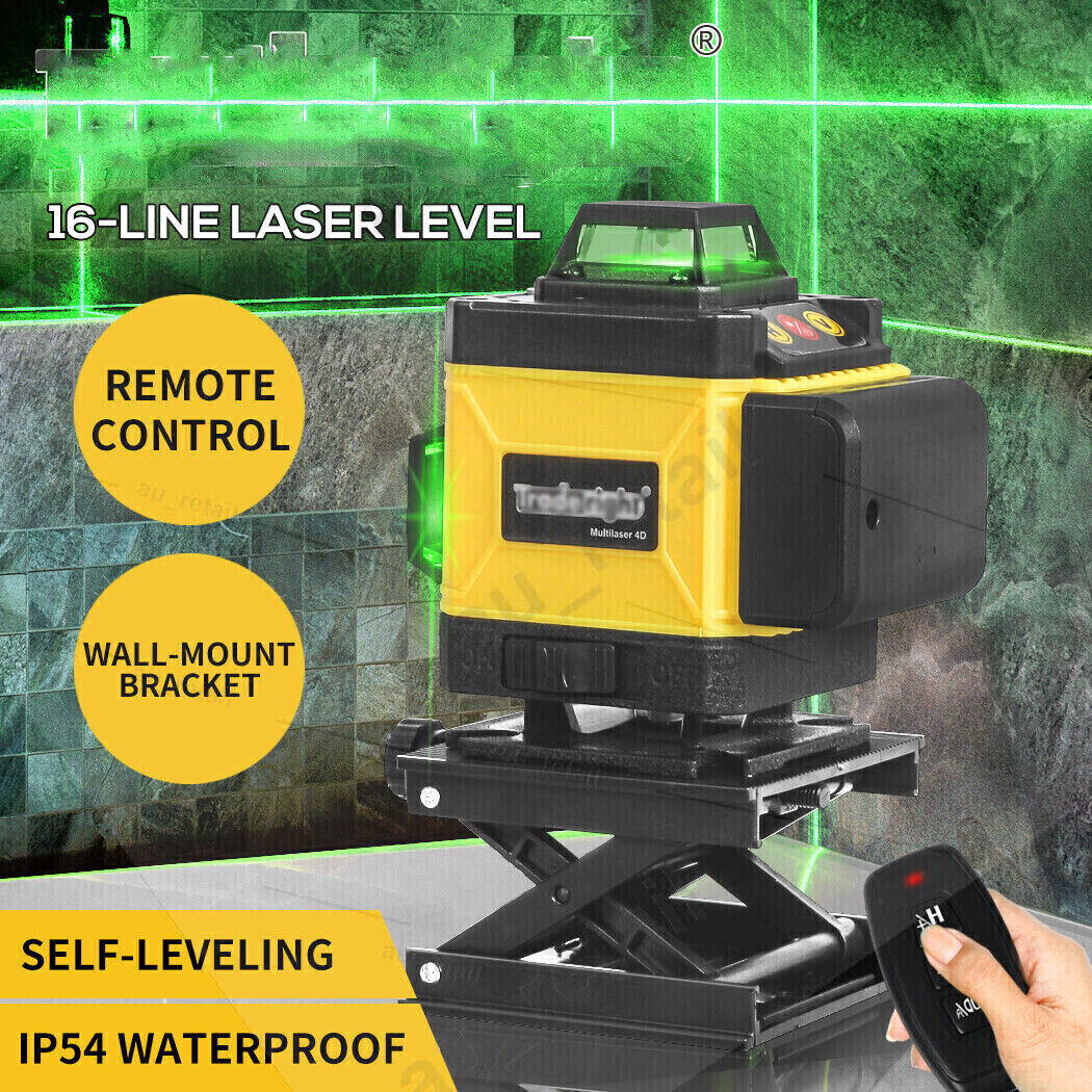 16 Line Laser Level 4D Green Light Auto Self Leveling 360 degree Rotary Cross