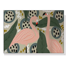 50cmx70cm Flamingo White Frame Canvas Wall Art