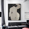 60cmx90cm Mid Century Lady Black Frame Canvas Wall Art