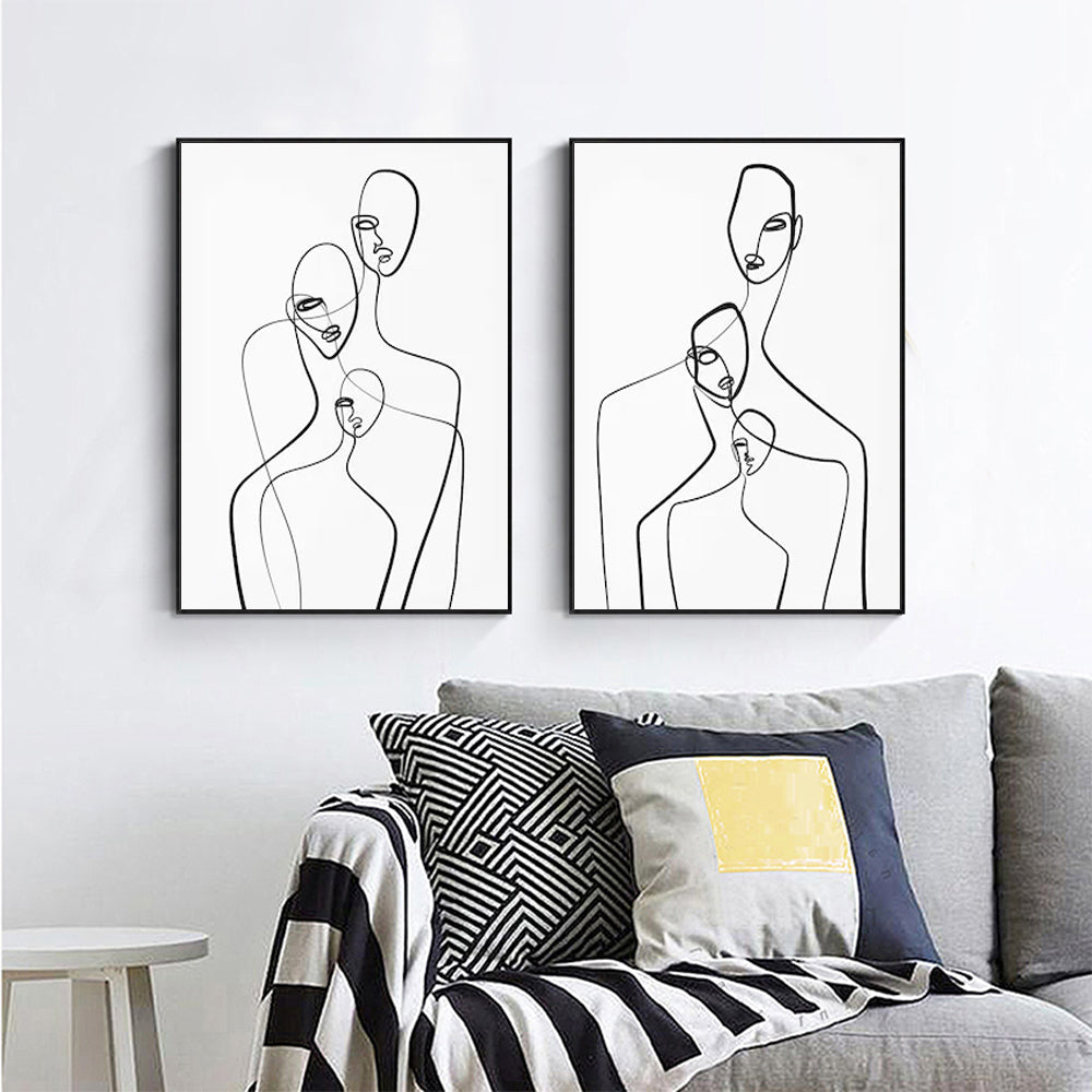 60cmx90cm Abstract Figures 2 Sets Black Frame Canvas Wall Art