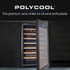 POLYCOOL 128L 51 Bottle Wine Bar Fridge Underbench Cooler Compressor Glass Door, Black