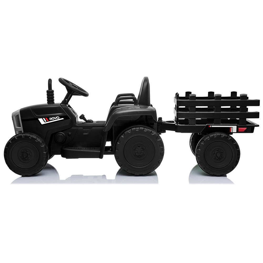 ROVO KIDS Electric Battery Operated Ride On Tractor Toy, Remote Control, Black