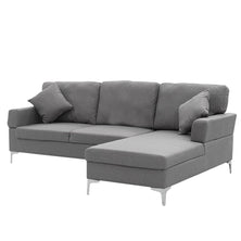 Sarantino 3 Seater Linen Sofa Lounge Left Side Chaise Couch Furniture Dark Grey L-shaped