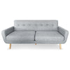 Sarantino 6-Seater Linen Sofa Set Couch Futon - Light Grey