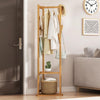 Bamboo Clothes Coat Rack Garment Stand Shelf Tree Hanger Bag Hat Hook Holder Natural