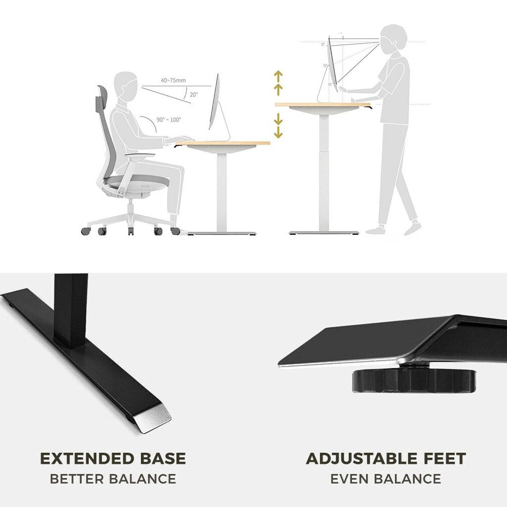 160cm Standing Desk Height Adjustable Sit Stand Motorised Grey Dual Motors Frame White Top