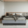 Bedframe with Wooden Slats (Light Grey) Single