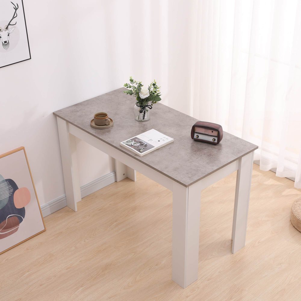 Dining Table Rectangular Wooden 120M-Grey&White